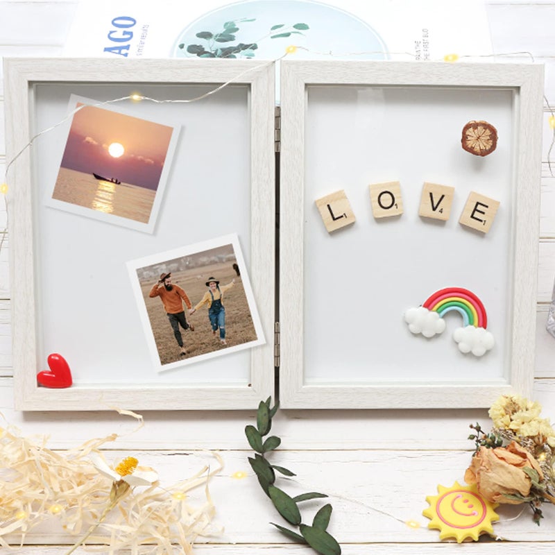Afuly 5x7 Picture Frame White Double Picture Frames Collage 2 Photo Display Modern Hinged Photo Frame for Desk Decor Christmas Wedding Birthday Gifts for Women Mom Grandma Couple Family Friends - Image 4